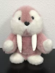 1986 Vintage GUND Pink/White Mooky The Walrus Stuffed Animal Plush -Very Clean! - Picture 1 of 9