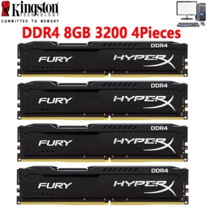HyperX FURY DDR4 32GB 3200 PC4-25600 Desktop RAM Memory DIMM 288pin 1.2V 4X8GB - Picture 1 of 13