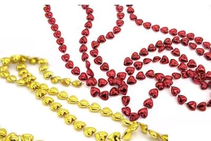 Perlenkette mit Herzen 2,7m - rot und gold - Weihnachtsdeko Christbaumschmuck  - Bild 1 von 5