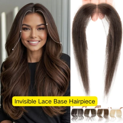 Frontal Lace cover-up Hairline Women Remy Hair Extensions Forehead Hairpiece AAA - Image 1 of 4