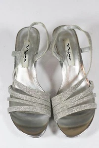 New NINA Women's Silver Glitter Sandals NEELY Platform Heels Wedding Size 8 M - Picture 1 of 9