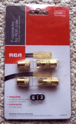 RCA F-Connector For RG6 Coax Package of 2 #DT60CFR New - Image 1 of 2