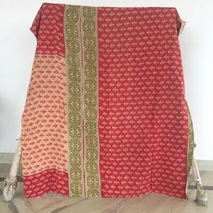 Vintage Traditional Kantha Quilt Single Blanket Boho 1 Pc Throw Rally Gudari - Picture 1 of 2