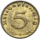 Deutsches 3. Reich - J. 363 - Münze - 5 Reichspfennig 1936 D - ERHALTUNG !