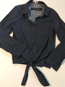 New LE LIS Button Up Tie Waist Blouse Size S Top - Picture 1 of 4