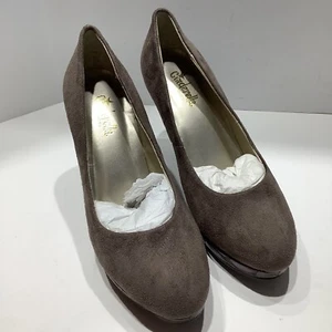Cinderella Of Boston Womens Heels Shoes Size 5W Brown Vegan Suede Pumps New - Picture 1 of 6