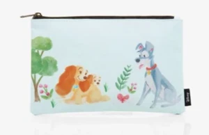 Nuevo con etiquetas Bolso de maquillaje de acuarela Loungefly Disney para dama y vagabundos perros bolsa de cosméticos - Imagen 1 de 3