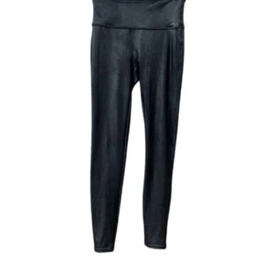 SPANX Women's High Waisted Faux Leather Leggings Size M Black Wide - Picture 1 of 8