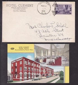 HOTEL CLEMENT & POST CARD 1948, OPELIKA, ALABAMA - Picture 1 of 2