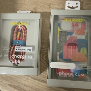📀 Heyday 6ft Charging Cable & iPhone 14 & 13 Phone Case (SET OF 2) NEW - Picture 1 of 4