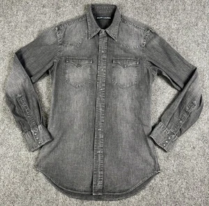 Ralph Lauren Black Label Western Shirt-Men’s S-Grey Wash-Denim Pearl Snap-Mint! - Picture 1 of 12