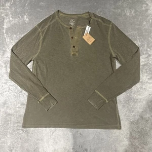 J Crew Shirt Mens M Green Garment Dyed Long Sleeve Henley Cotton Pullover NWT - Picture 1 of 7