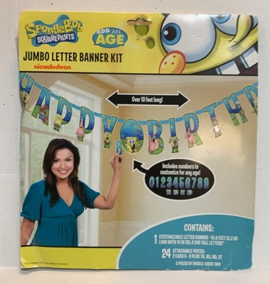 2011 Sponge Bob SquarePants Happy Birthday Add An Age Banner Kit New sealed  - Image 1 of 4