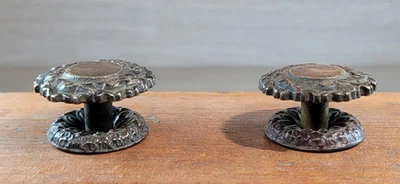 Antique Drawer Pulls Ornate Solid Brass Hardware Cabinet 1.5' Dia. Protrusion 1" - Image 1 of 4
