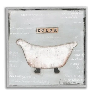 Relax Bathtub Pastels Bath Framed Wall Art 12 x 12 - Picture 1 of 2