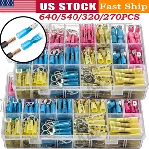 640/120X Marine Grade Heat Shrink Butt Wire Connectors Crimp Splice Terminal Kit - Picture 1 of 33