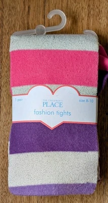 Brand New With Tags The Children's Place Girl Tights SZ 8-10y Striped Glitter - Image 1 of 4