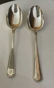 Insignia 2 Silver Plate 19.5cm Grecian Athenian Server Spoons Cutlery Monogram O - Picture 1 of 6