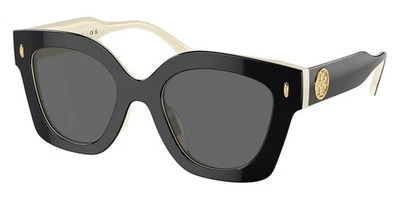 Tory Burch Woman Sunglasses TY7201U 198887 49mm Black/Ivory - Grey Lens - NEW - Image 1 of 4