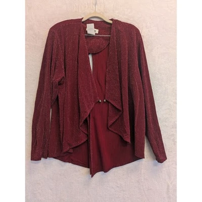 Nina Piccalino Women's Red Sparkle Knit Open Front Cardigan Jacket Size 10 - Image 1 of 4