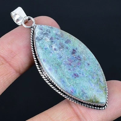 Ruby Fuchsite 925 Silver Plated Handmade Pendant of 2.45" - Image 1 of 3
