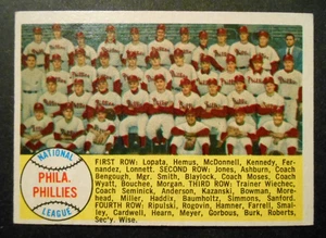 Tarjeta del equipo 1958 Topps #134 Philadelphia Phillies en muy buen estado se ve mejor MK - Imagen 1 de 2