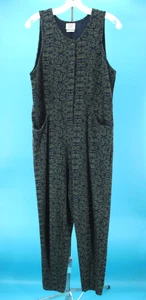 Vtg Women's 80s 90s Navy & Green Floral Laura Ashley Cotton Jumpsuit Sz S 1990s - Picture 1 of 11