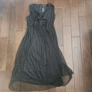 Candalite Petite Women Sleeveless Gold Glitter Black Lace Dress - PXL NWT - Picture 1 of 16