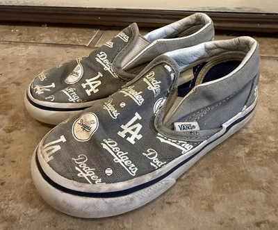 Zapatillas Vans x Los Angeles Dodgers MLB sin cordones de lona grises para niños pequeños talla 7c Foto 1 de 4