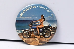 Vintage 1979 Honda Motorcycle Paradise Pinback Button - Picture 1 of 3