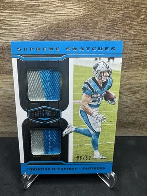 2020 Panini Plates & Patches Supreme Swatches #/50 Christian McCaffrey #SS-4 - Image 1 of 2