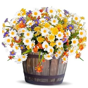 Artificial Daisy Flowers for Outdoors Summer Decor, UV 8 Bundles Color - Picture 1 of 7