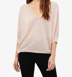 Phase Eight Vittoria Shimmer V-Neck Knit Top Pink Size L New Without Tags - Picture 1 of 6