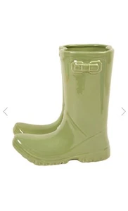 Neu stilvolle Gummistiefel Vase 22 cm Einweihungsgeschenk Blumendeko grün - Bild 1 von 4