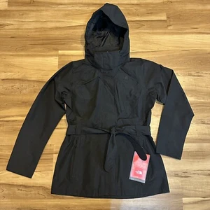 North Face K Jacket Trench Coat TNF Black Waterproof Rain Winter Womens Medium - Picture 1 of 7