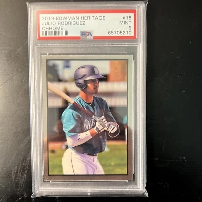 2019 Bowman Heritage Chrome Julio Rodriguez #18 PSA 9. - Image 1 of 2