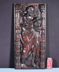29" Antique French Solid Walnut Wood Panel Highly Carved w/St John The Baptist - Picture 1 of 14
