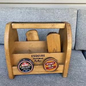 SCATOLA CADDY VINTAGE ESQUIRE FOOTMAN DELUXE LUCIDA SCARPE CON SPAZZOLE PELI DI CAVALLO - Foto 1 di 10