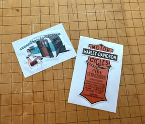 Harley-Davidson Fire Extinguisher Reproduction Canned Ham Decals 3 1/3 x 1 15/16 - Picture 1 of 1