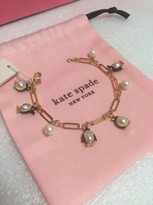 NWT Kate Spade New York Arctic Friends Penguin and Pearls Charm Bracelet New - Image 1 of 4