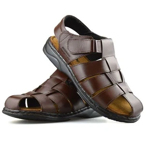 Mens Leather Walking Touch Strap Summer Beach Mules Gladiator Sandals Shoes Size - Picture 1 of 26