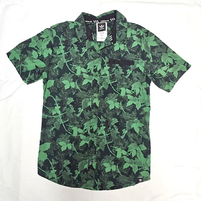 Adidas Skateboarding Short Sleeve Button Down Shirt Tropical Leaves Men’s Size M - Image 1 of 4