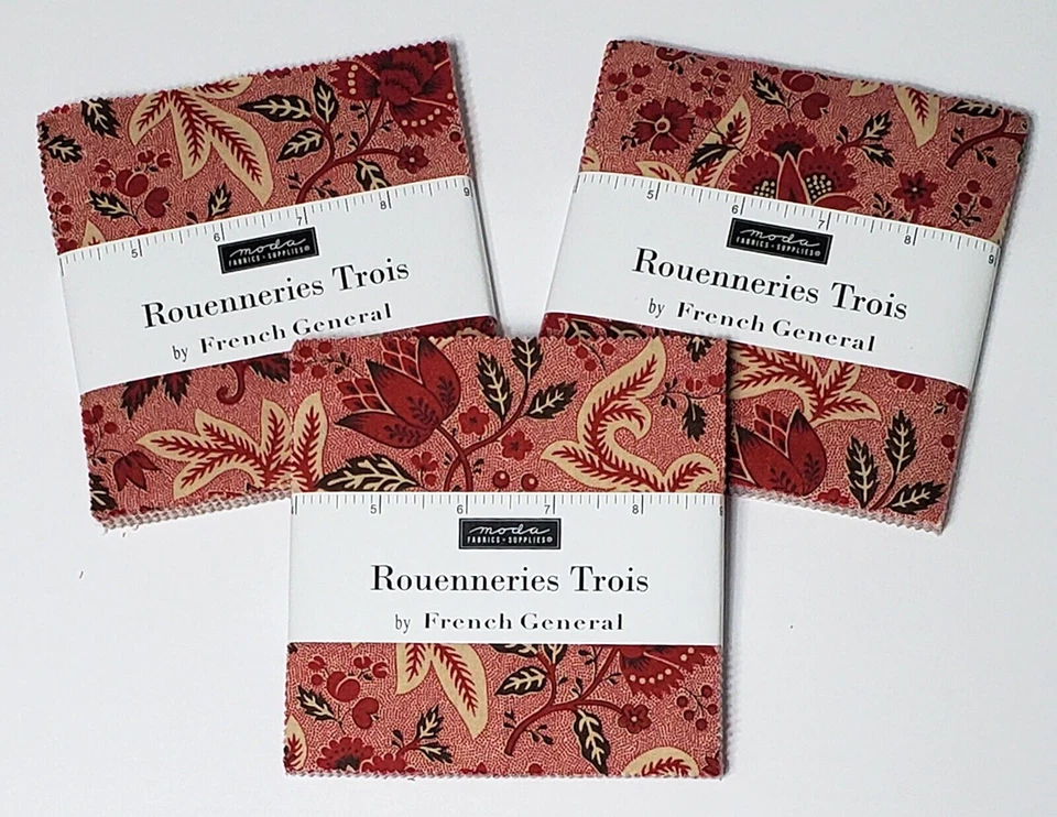 ROUENNERIES TROIS 3 Charm Packs Moda Fabric Quilting French General sew 13960PP - Image 1 of 4