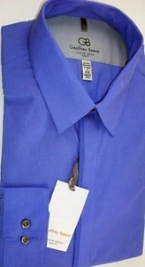 Geoffrey Beene Hemd Baumwollmischung gestreift blau gespreizter Kragen Gr. 17 32/33 - Bild 1 von 1