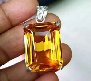 Zertifizierter 96,65 ct natürlicher gelber Topas 925 massiv Silber Anhänger Edelstein - Bild 1 von 7