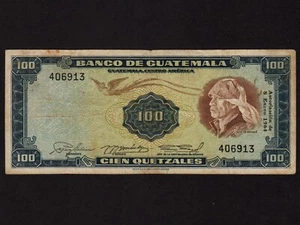 Guatemala:P-50e, 100 Quetzales, 1964 *  Indio of Nahuala * VF * - Picture 1 of 2