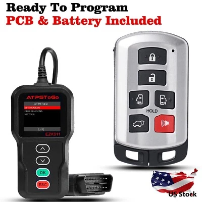 NUEVO Para Toyota Sienna 2011-2020 Sin Llave Control Remoto Inteligente Llavero Programa de Herramientas Foto 1 de 4