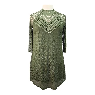 NUEVO CON ETIQUETAS Vestido Tocador Para Mujer GRANDE Encaje Superpuesto Forrado Floral Manga 3/4 Iglesia NUEVO Foto 1 de 4