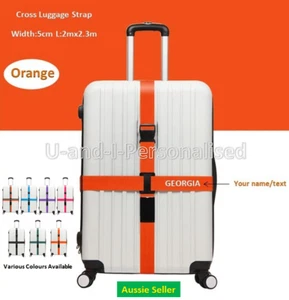 Personalised Large Cross Luggage Baggage Strap Tag Name Text Embroidered - Picture 1 of 19