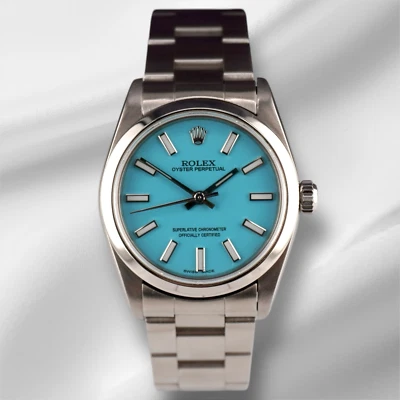 Rolex Oyster Perpetual 31mm Stainless Steel Baby Blue Dial Watch Ref 77080 - Image 1 of 4